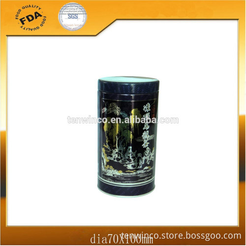 round tea tin can with inner plug lids